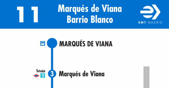 Tabla de horarios y frecuencias de paso en sentido ida Línea 11: Marqués de Viana - Barrio Blanco