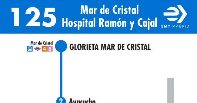 Tabla de horarios y frecuencias de paso en sentido ida Línea 125: Mar de Cristal - Hospital Ramón y Cajal