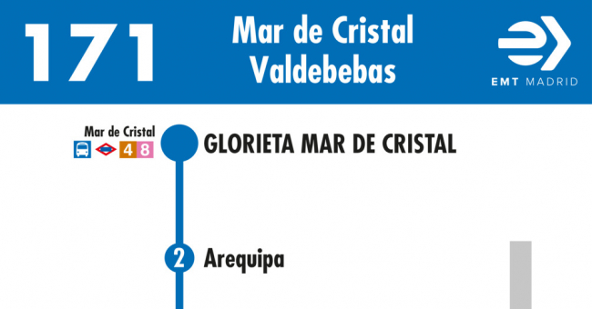 Tabla de horarios y frecuencias de paso en sentido ida Línea 171: Mar de Cristal - Valdebebas