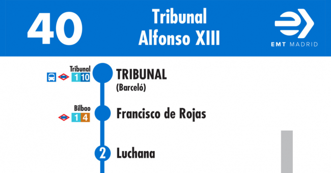 Tabla de horarios y frecuencias de paso en sentido ida Línea 40: Tribunal - Alfonso XIII