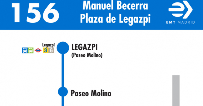 Tabla de horarios y frecuencias de paso en sentido vuelta Línea 156: Plaza de Manuel Becerra - Plaza de Legazpi