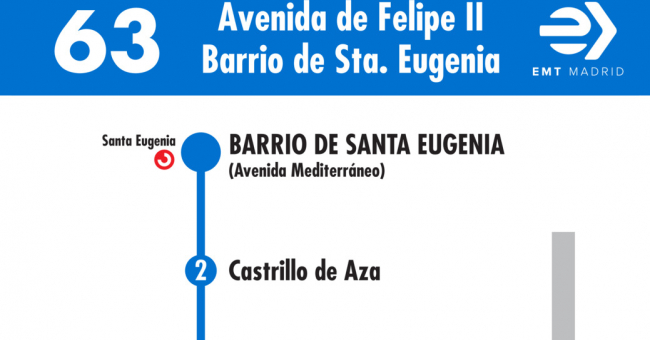 Tabla de horarios y frecuencias de paso en sentido vuelta Línea 63: Avenida de Felipe II - Barrio de Santa Eugenia