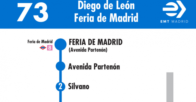 Tabla de horarios y frecuencias de paso en sentido vuelta Línea 73: Diego de León - Canillas