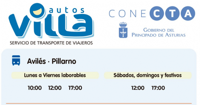 Tabla de horarios y frecuencias de paso Línea Pillarno: Avilés - Pillarno