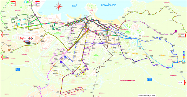 Plano de Autobuses urbanos de Gijón (EMTUSA)