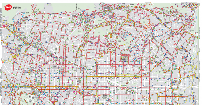 Plano de Autobuses urbanos de Barcelona (TMB)