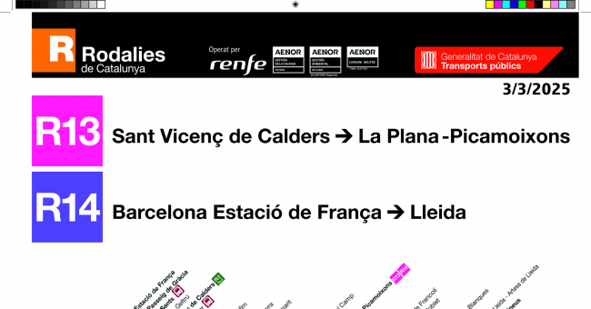 Tabla de horarios y frecuencias de paso Línea R14: Barcelona - Estació de França - Lleida