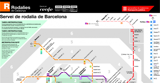 Plano de RENFE Cercanías Barcelona (Rodalíes)