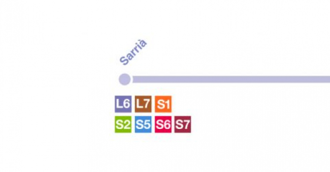 Recorrido esquemático, paradas y correspondencias Línea L12: Sarrià - Reina Elisenda