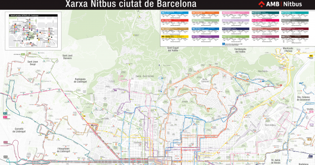 Plano de Autobuses nocturnos de Barcelona (NitBus)