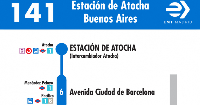 Tabla de horarios y frecuencias de paso en sentido ida Línea 141: Atocha - Buenos Aires