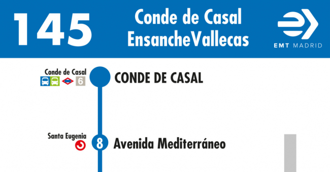 Tabla de horarios y frecuencias de paso en sentido ida Línea 145: Plaza del Conde de Casal - Ensanche de Vallecas