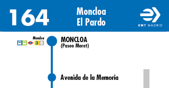 Tabla de horarios y frecuencias de paso en sentido ida Línea 164: Moncloa - El Pardo