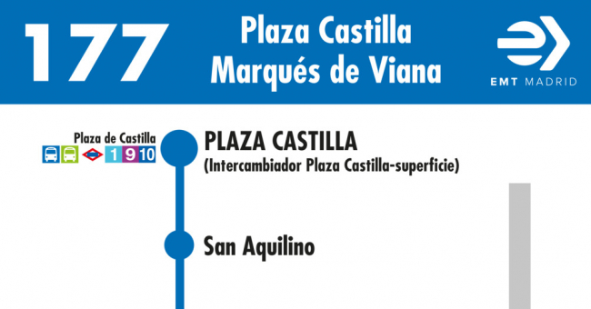 Tabla de horarios y frecuencias de paso en sentido ida Línea 177: Plaza de Castilla - Marqués de Viana