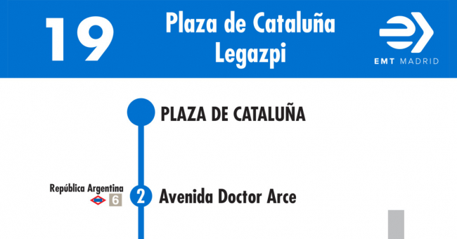 Tabla de horarios y frecuencias de paso en sentido ida Línea 19: Plaza de Cataluña - Plaza de Legazpi