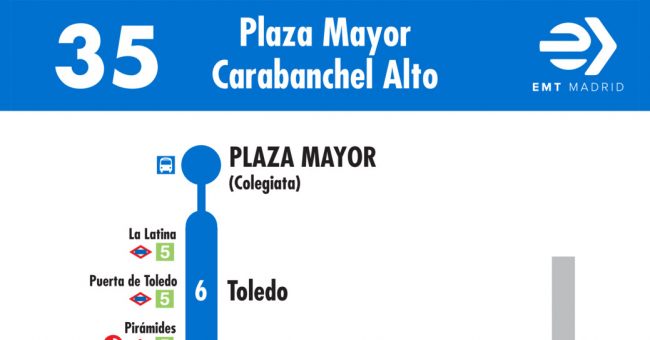 Tabla de horarios y frecuencias de paso en sentido ida Línea 35: Plaza Mayor - Carabanchel Alto