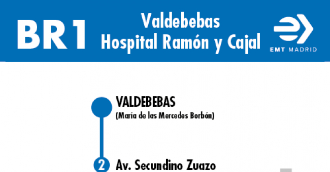 Tabla de horarios y frecuencias de paso en sentido ida Línea BR1: Valdebebas - Hospital Ramón y Cajal