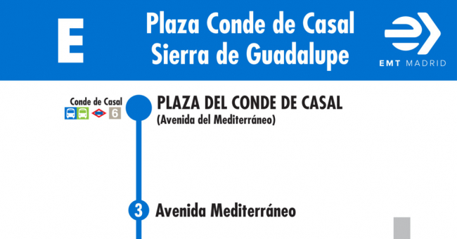 Tabla de horarios y frecuencias de paso en sentido ida Línea E: Plaza del Conde de Casal - Politécnico de Vallecas