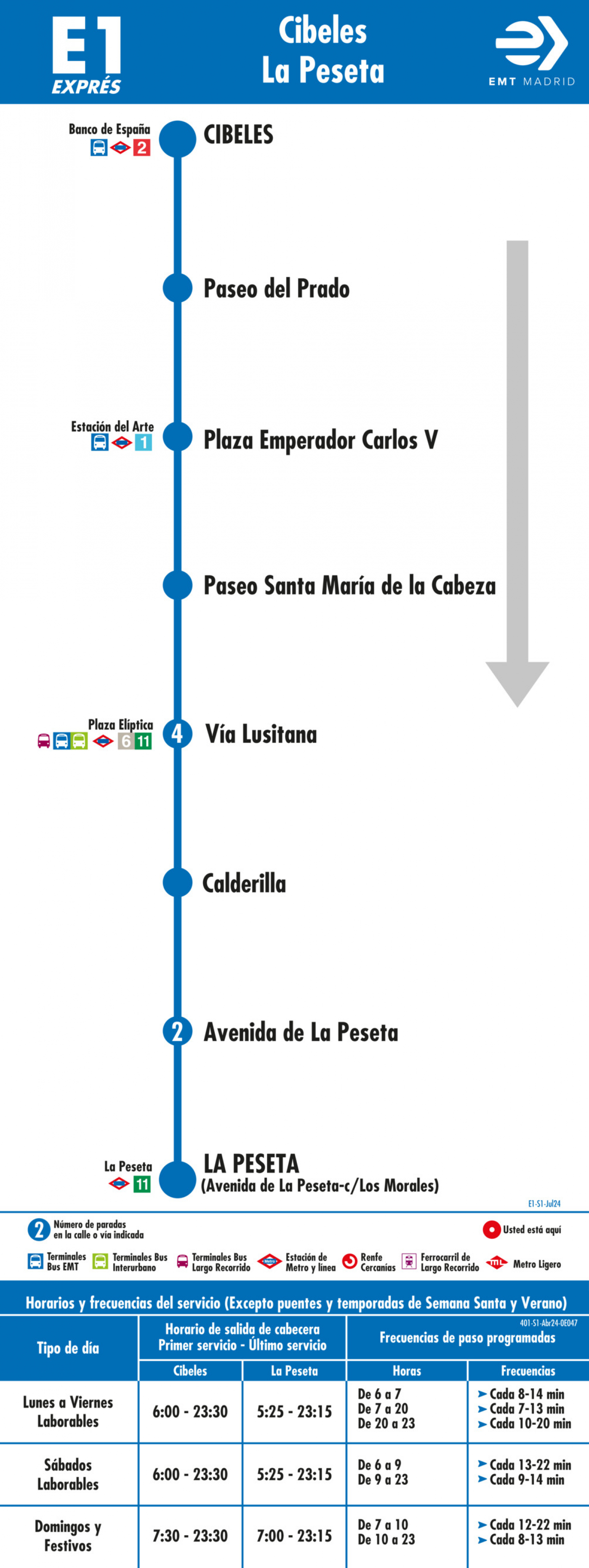 Horarios de línea E1 de EMT: Atocha - Glorieta de Embajadores - Plaza ...