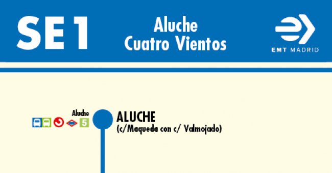 Tabla de horarios y frecuencias de paso en sentido ida Línea SE 2: Aluche - Cuatro Vientos