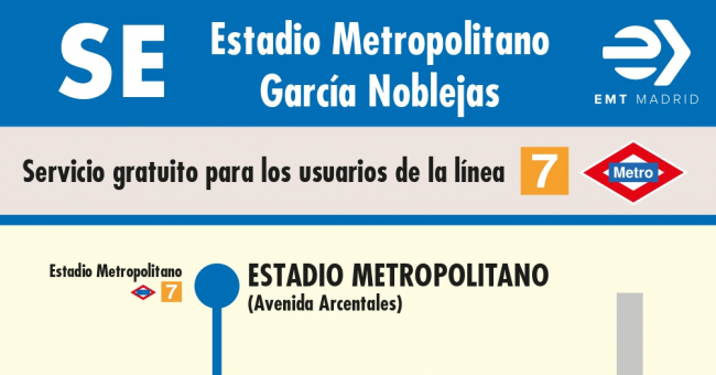 Tabla de horarios y frecuencias de paso en sentido ida Línea SE 865: Estadio Metropolitano - García Noblejas