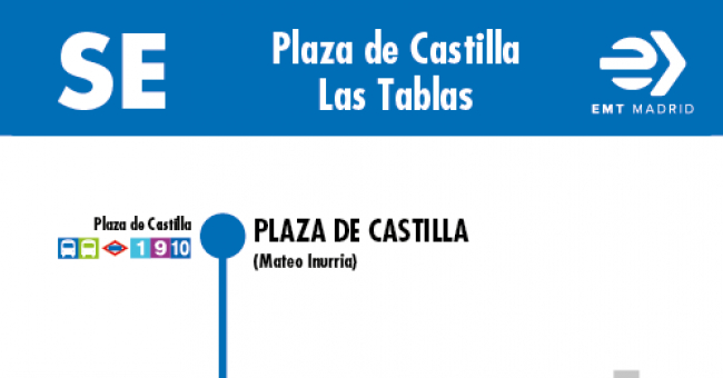 Tabla de horarios y frecuencias de paso en sentido ida Línea SE 833: Plaza de Castilla - Las Tablas