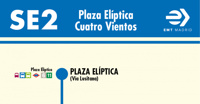 Tabla de horarios y frecuencias de paso en sentido ida Línea SE 1: Plaza Elíptica - Cuatro Vientos