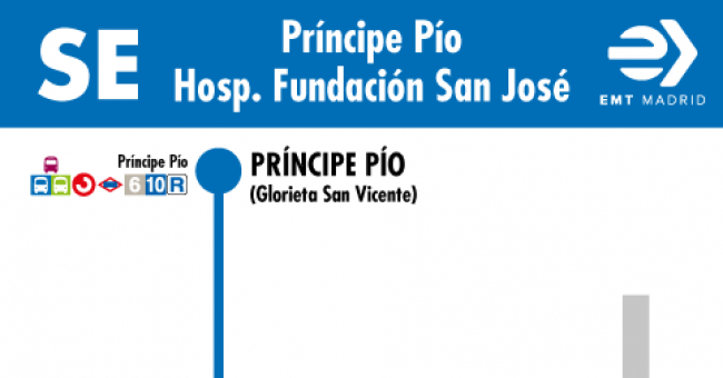 Tabla de horarios y frecuencias de paso en sentido ida Línea SE 832: Príncipe Pío - Hospital Fundación San José