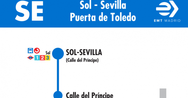 Tabla de horarios y frecuencias de paso en sentido ida Línea SE 712: Sol - Sevilla - Puerta de Toledo