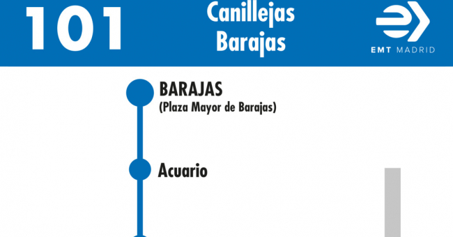Tabla de horarios y frecuencias de paso en sentido vuelta Línea 101: Canillejas - Aeropuerto - Barajas