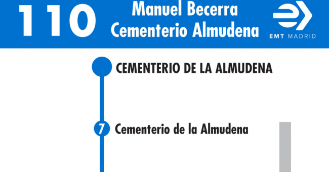 Tabla de horarios y frecuencias de paso en sentido vuelta Línea 110: Plaza de Manuel Becerra - Cementerio de la Almudena
