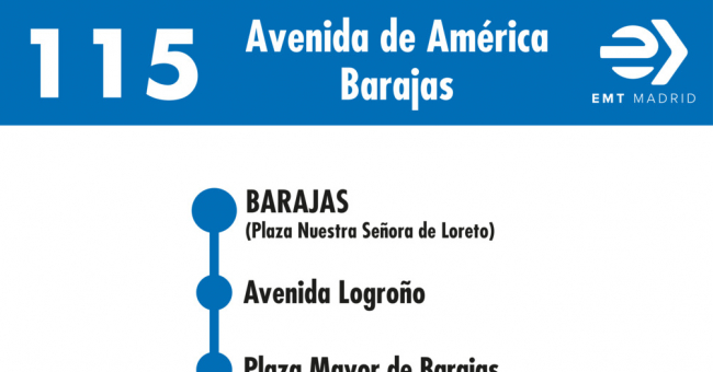 Tabla de horarios y frecuencias de paso en sentido vuelta Línea 115: Avenida de América - Barajas