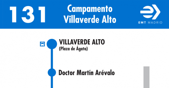 Tabla de horarios y frecuencias de paso en sentido vuelta Línea 131: Campamento - Villaverde Alto