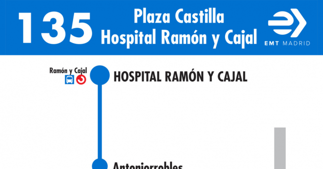 Tabla de horarios y frecuencias de paso en sentido vuelta Línea 135: Plaza de Castilla - Hospital Ramón y Cajal