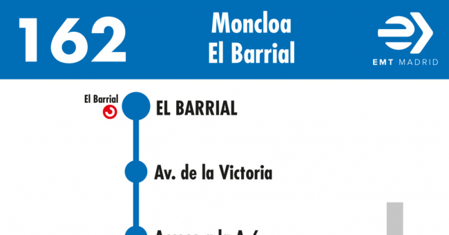 Tabla de horarios y frecuencias de paso en sentido vuelta Línea 162: Moncloa - El Barrial