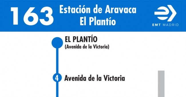 Tabla de horarios y frecuencias de paso en sentido vuelta Línea 163: Estación de Aravaca - El Plantío