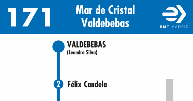 Tabla de horarios y frecuencias de paso en sentido vuelta Línea 171: Mar de Cristal - Valdebebas