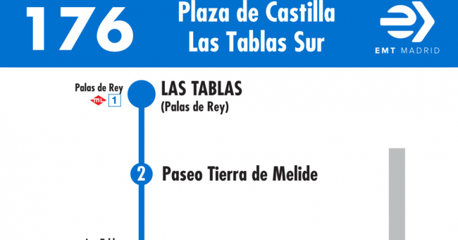 Tabla de horarios y frecuencias de paso en sentido vuelta Línea 176: Plaza de Castilla - Las Tablas