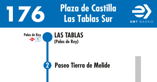 Tabla de horarios y frecuencias de paso en sentido vuelta Línea 176: Plaza de Castilla - Las Tablas