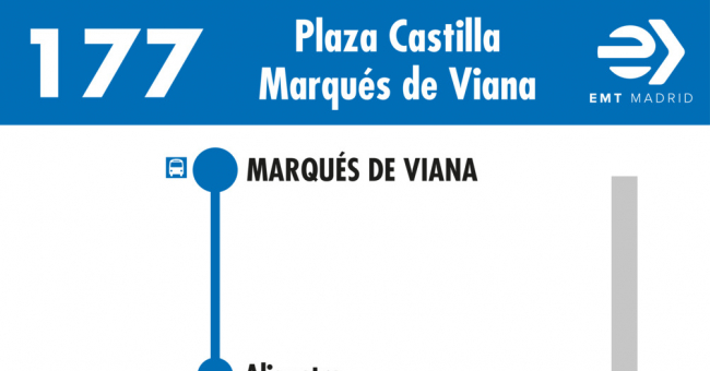 Tabla de horarios y frecuencias de paso en sentido vuelta Línea 177: Plaza de Castilla - Marqués de Viana