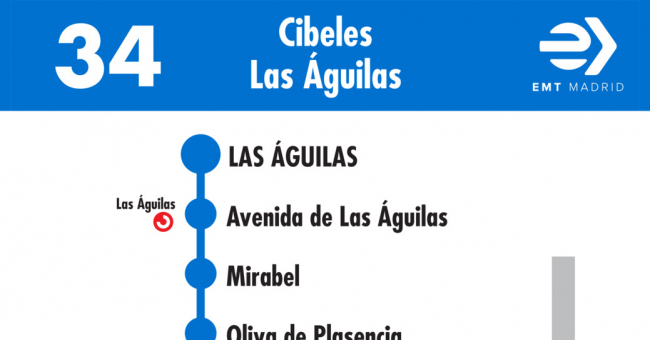 Tabla de horarios y frecuencias de paso en sentido vuelta Línea 34: Plaza de Cibeles - Avenida del General Fanjul
