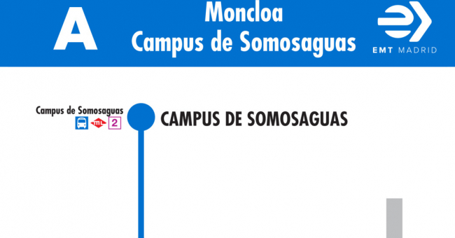 Tabla de horarios y frecuencias de paso en sentido vuelta Línea A: Moncloa - Campus de Somosaguas
