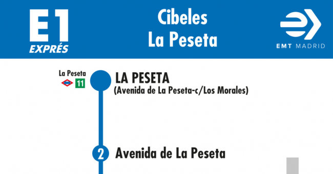 Tabla de horarios y frecuencias de paso en sentido vuelta Línea E1: Atocha - Glorieta de Embajadores - Plaza Elíptica