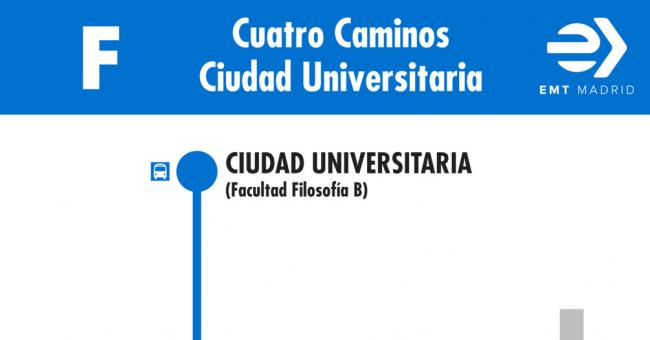 Tabla de horarios y frecuencias de paso en sentido vuelta Línea F: Glorieta de Cuatro Caminos - Ciudad Universitaria