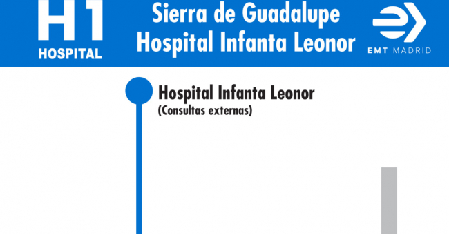 Tabla de horarios y frecuencias de paso en sentido vuelta Línea H1: Sierra de Guadalupe - Hospital Infanta Leonor