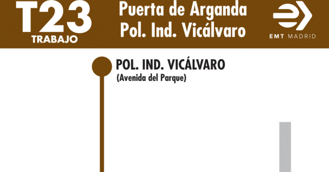 Tabla de horarios y frecuencias de paso en sentido vuelta Línea T23: Puerta de Arganda - Polígono Industrial de Vicálvaro