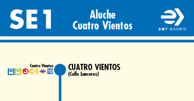 Tabla de horarios y frecuencias de paso en sentido vuelta Línea SE 2: Aluche - Cuatro Vientos