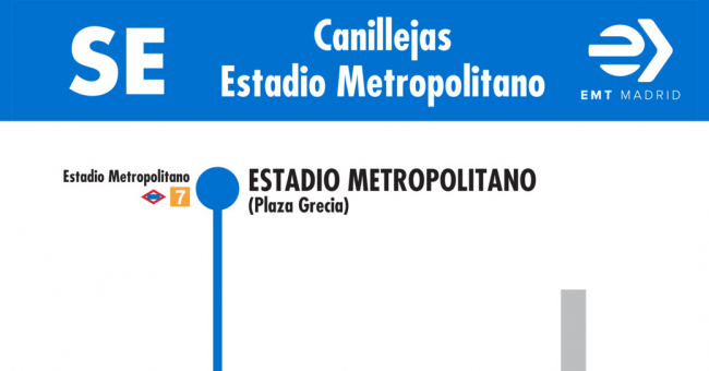 Tabla de horarios y frecuencias de paso en sentido vuelta Línea SE 721: Canillejas - Estadio Metropolitano