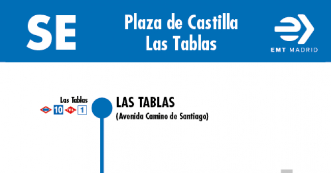Tabla de horarios y frecuencias de paso en sentido vuelta Línea SE 833: Plaza de Castilla - Las Tablas