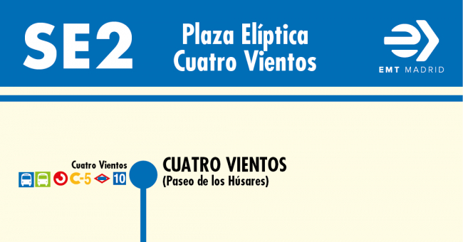 Tabla de horarios y frecuencias de paso en sentido vuelta Línea SE 1: Plaza Elíptica - Cuatro Vientos